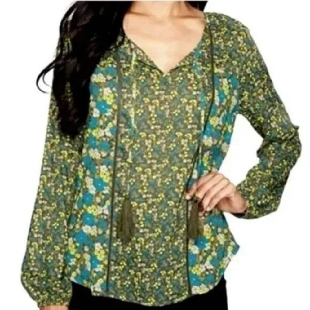 Women's prAna Poet Peasant Floral‎ Print Long Sleeve Size XL